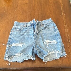 American Eagle Outfitters Light Blue Distressed Denim Shorts